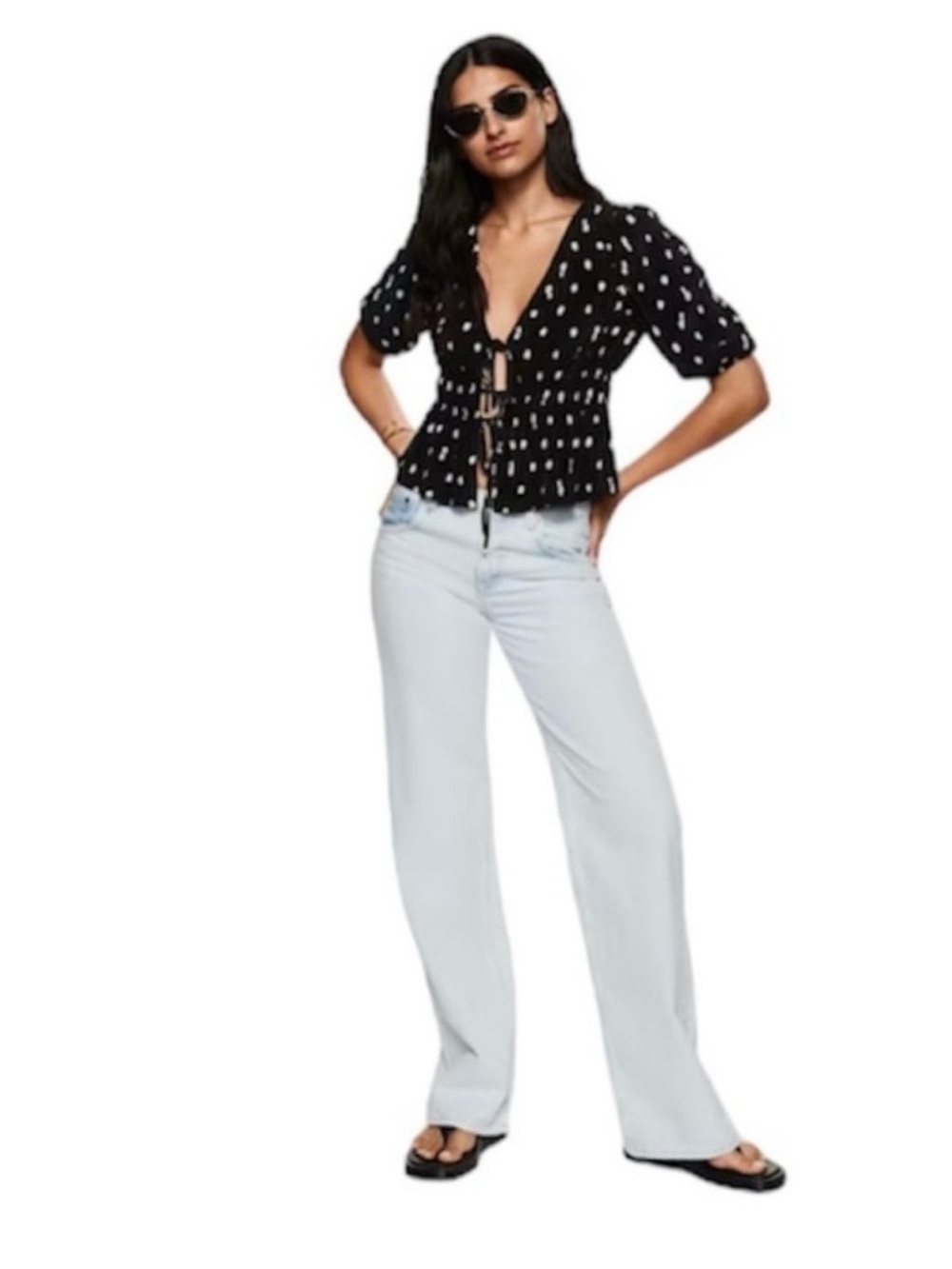 Mango Daisy Tie Front Top